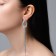 Hanging earrings with Hollywood rhinestones with threads, white color in silver, 13.5 cm