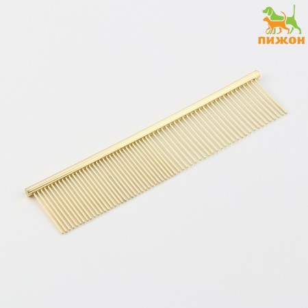 A comb for wool with galvanic coating, 18.8 x 4.2 cm, golden