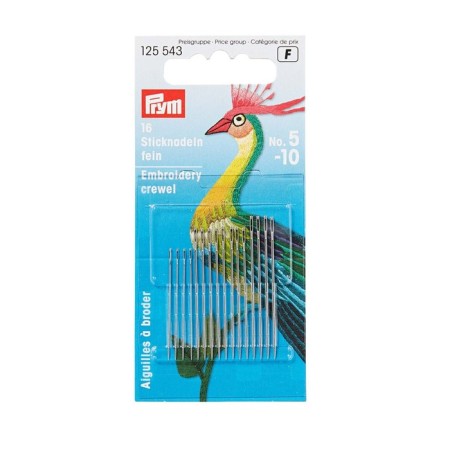 Embroidery needles thin No. 5-10, 16 pcs