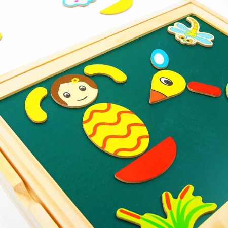 Magnetic designer “Funny little men” with a double -sided board, chalk and marker, 71 element-5