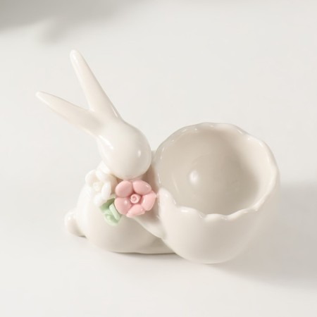 Souvenir ceramic stand "Easter rabbit with flowers, egg" 9.5x5.6x6.9 cm-4