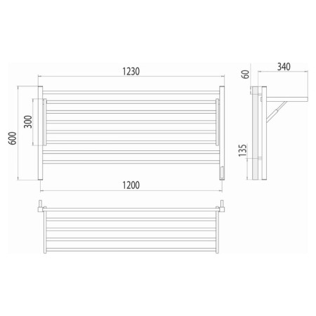 Terminus electric heated towel rail "Horizon" P8, 1200x600 mm, Black Muars-3