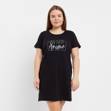 Night shirt female, black color/print, size 46