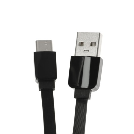 Type -C cable - usb, 2.4 a, 1 m, charging + data transfer, flat, package, black-1