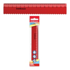 A ruler with a wavy edge plastic Erichkrause Classic, 15cm, red