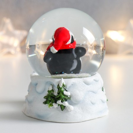 Souvenir Polystone Water Ball "A Puffy Penguin in a Scarf" 7x6.7x8.8 cm-3