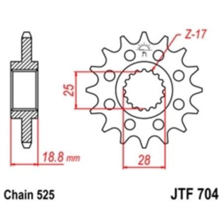 Leading star JTF704-16, F704-16, JT SPROCKETS, circuit 525, 16 teeth