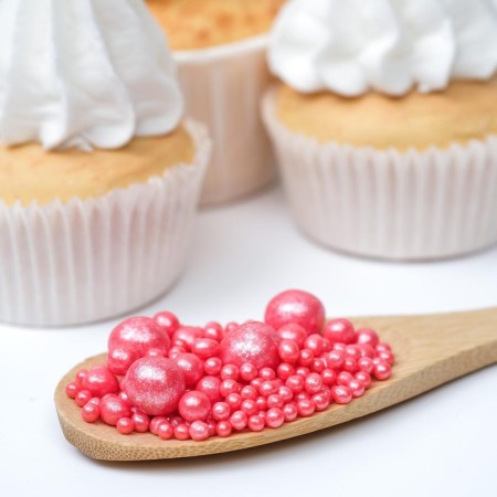 Sprinking confectionery "pearls" of rice grain in color glaze, red, 50 g-2