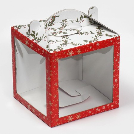 Confectionery box with a window, a chest, "Christmas post" 20 x 20 x 20 cm, New Year-1