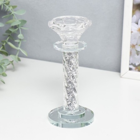 Glass of glass for 1 candle "Spiral with pebbles" 16x7x7 cm-1