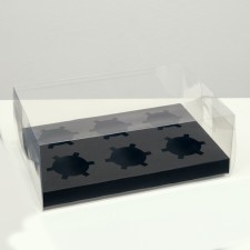 Box for 6 cupcakes, black, 26.8 × 18.2 × 10 cm