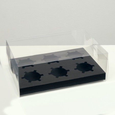 Box for 6 cupcakes, black, 26.8 × 18.2 × 10 cm