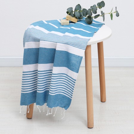 Pedmal towel Lovelife Resort, col. Blue, 75x170 cm, 80% HL, 20% PE, 190 g/m2