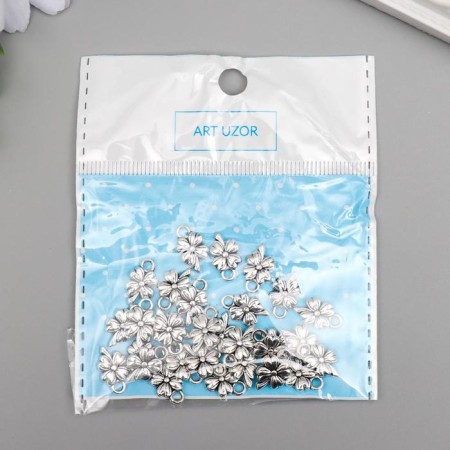 Decor for creativity Metal "Four Liber-Flower Metus" silver 1.3x0.8 cm-3