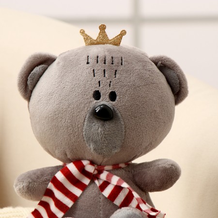 Soft toy "Bear with a crown", 18 cm, color gray color-1