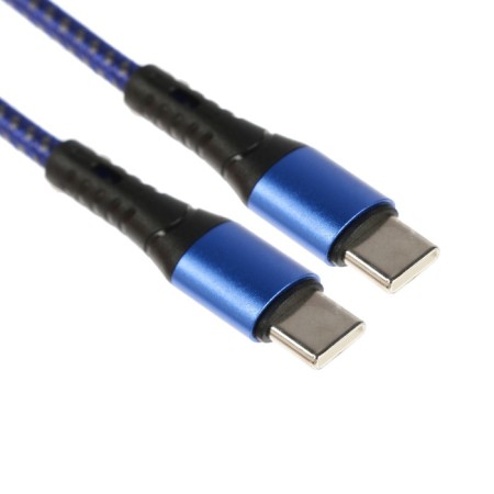 Type-C cable-Type-C, 3 A, 66 W, fast charging, fabric braid, 1 meter, blue