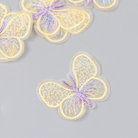 Decor for creativity Textile Embroidery "Blub yellow-lilac" 4.5x4 cm