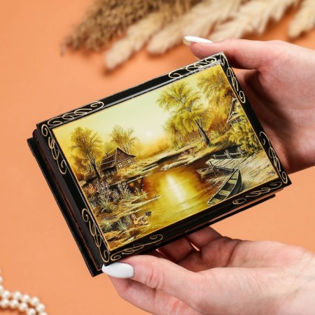 Casket "Sunset", 10 × 14 cm, lacquer miniature-1