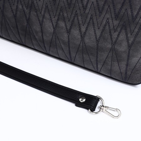 Sakvyazh Bag "Golden Rain" with lightning, external pocket, long belt, dark gray color-5