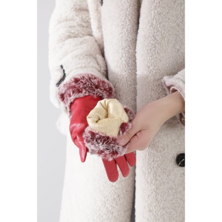 Female gloves, size 7.5, with insulation, red color-2
