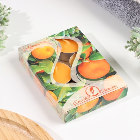 A set of tea candles aromatic "mandarin", 3.8x1.6 cm, 3.5 hours, 12 g, 6 pieces-3