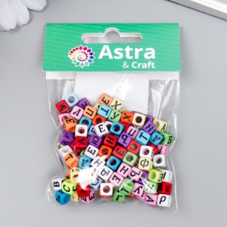 A set of colored beads with Russian letters "Astra" 6 mm, 150 pcs/pack-3