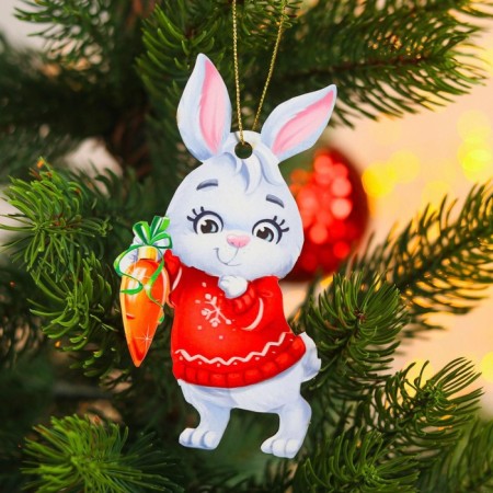 New Year's wooden pendant "New Year! Bunny "-1