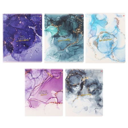 A notebook of 96 sheets in the cage "marble", the cover coated cardboard, matte lamination, mix