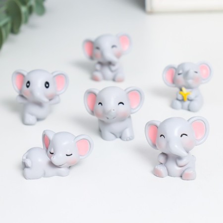 Souvenir Polystone "Lovely Elephants" set 6 pcs. 2.9x3.2x2.4 cm