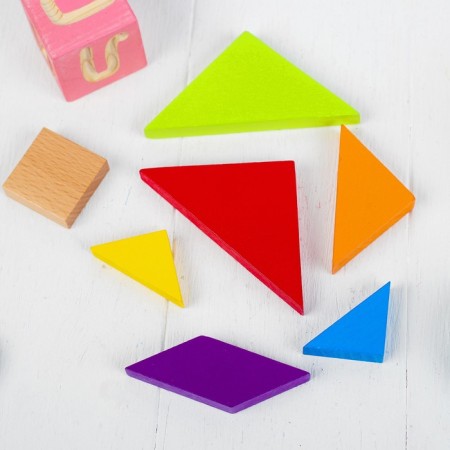 Puzzle "Tangram", in a box, a book with schemes-1