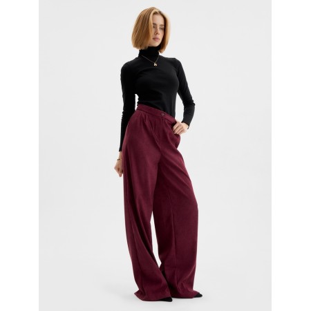 Female Palazzo trousers, minku, burgundy color, size 48-1