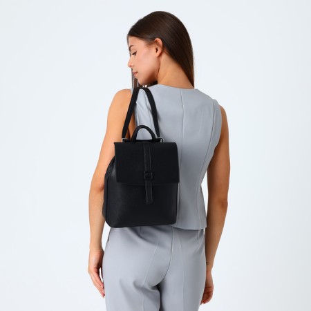 City backpack of artificial leather with lightning, black color-7