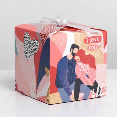 Gift folding box, packaging, "love", 12 x 12 x 12 cm