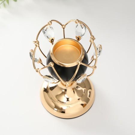 Summary metal, glass per 1 candle "Black bud" d = 5 cm gold 12x12x21 cm-2