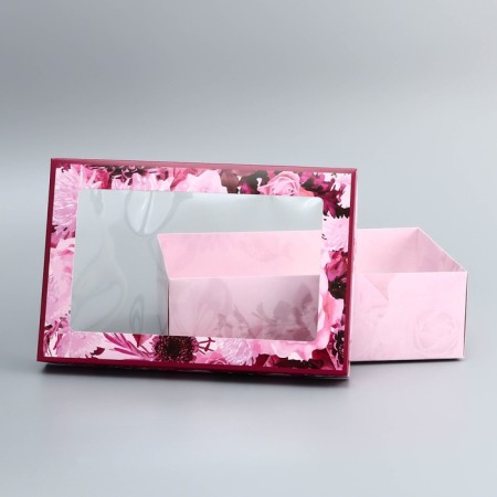 The box is folding, the lid is, "flowers", 30 x 20 x 9 cm with a window-4