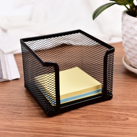 Paper block stand, large, black, mesh-2