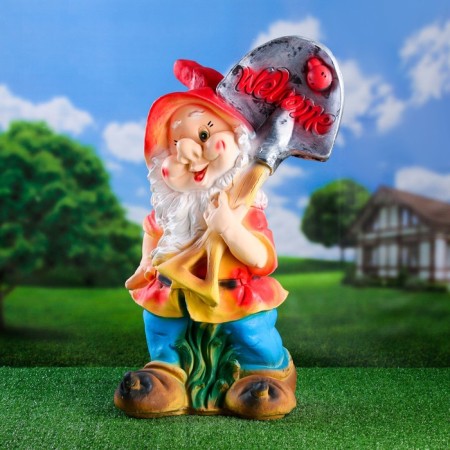 Garden figure "Gnome with a shovel of welcom" 38x31x70cm Big Mix-1