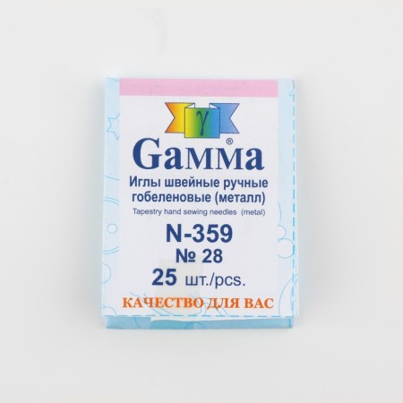 Sewing needles for tapestry No. 28, d = 0.5 mm, 3.2 cm, rounded tip, with a golden ear, 25 pcs, n-359-2