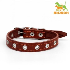 Collar leather single-layer dimensionless, 45 x 2 cm, Osh 18-39 cm, brown