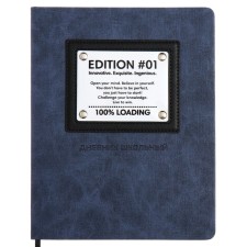 School diary for grades 1-11, solid cover, artificial leather, applique, pancake embossing, metal scenes, silk-screen water, lies, 48 ​​sheets, block 80g/m2, blue