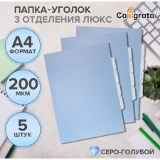 A set of folders of the corners, A4, 200 μm, 5 pieces, calligrata top Breeze, 3 compartments, heavenly, glossy, translucent