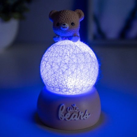 Nightlight "Bear" LED from batteries pink 6x6x10 cm Risalux-3