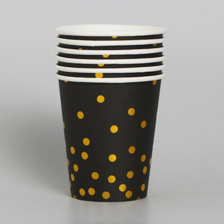 A glass of paper "confetti", with embossing, 250 ml, set of 6 pcs., Black color-1