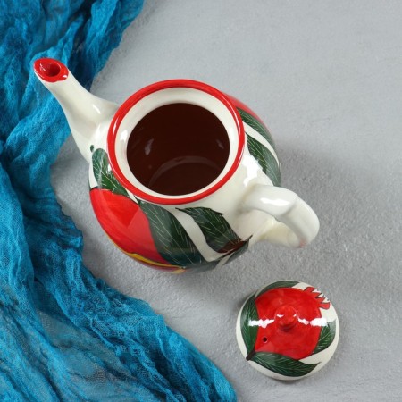 Set of Tea Rishtan Ceramics "Pomegranate", 9 objects (teapot-0.8l, Pialy-0.5/0.3l)-7