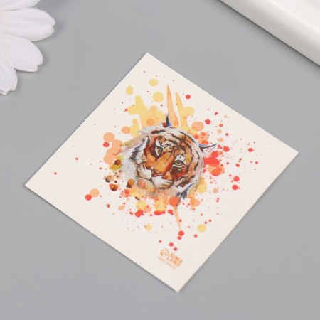 Tattoo on the body color "watercolor. Tiger" 6x6 cm-4