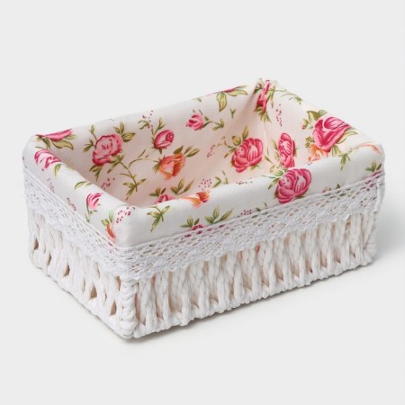 Set of storage baskets, manual weaving, 3 pcs: from 19 × 13 × 8 cm to 26 × 20 × 11 cm, white color-3