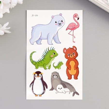 Tattoo on the body color "animals from the zoo" 12x7.5 cm