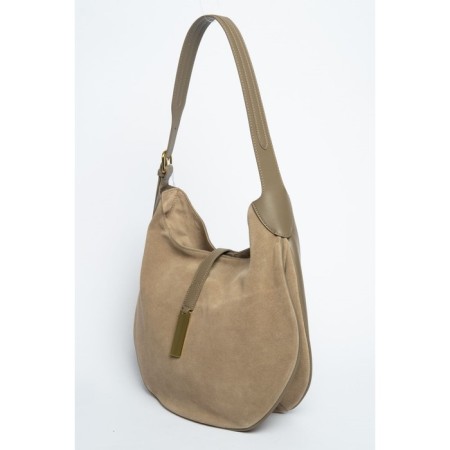 Sobo bag female, natural suede, ludor beige, 37x11x28 cm-1