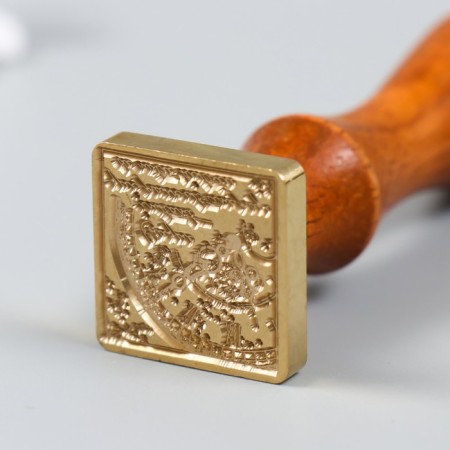 Printing for wax with a wooden handle "Old watch" 9x2.5x2.5 cm-1