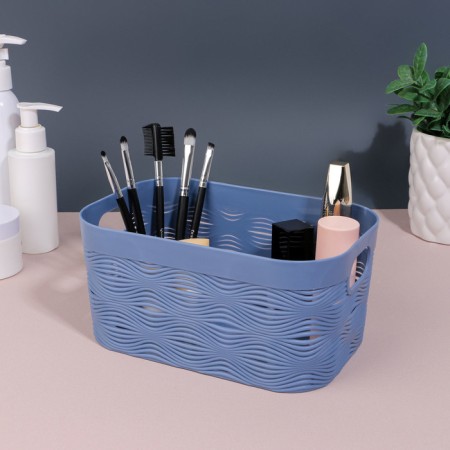 Organizer for storage "Wave", with handles, 1 section, 19.5 × 12.5 × 9.2 cm, color mix-4